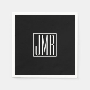 3 Initialer Monogram   Svartvitt (eller färg) Pappersservett
