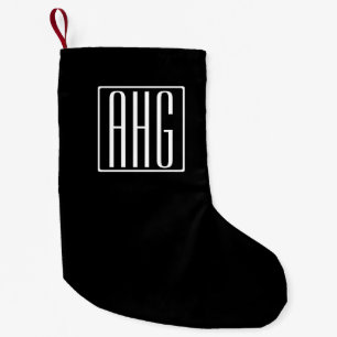 3 Initialer Monogram Svartvitt Liten Julstrumpa