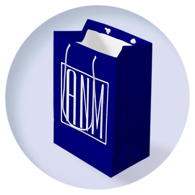 3 Initialer Monogram | Tunga blå och vit (Skapare uppladdad)