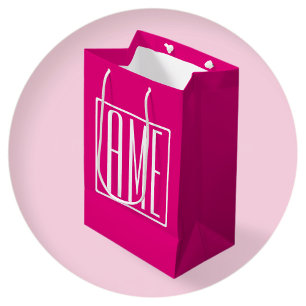 3 Initialer Monogram   Vit på Shock rosa