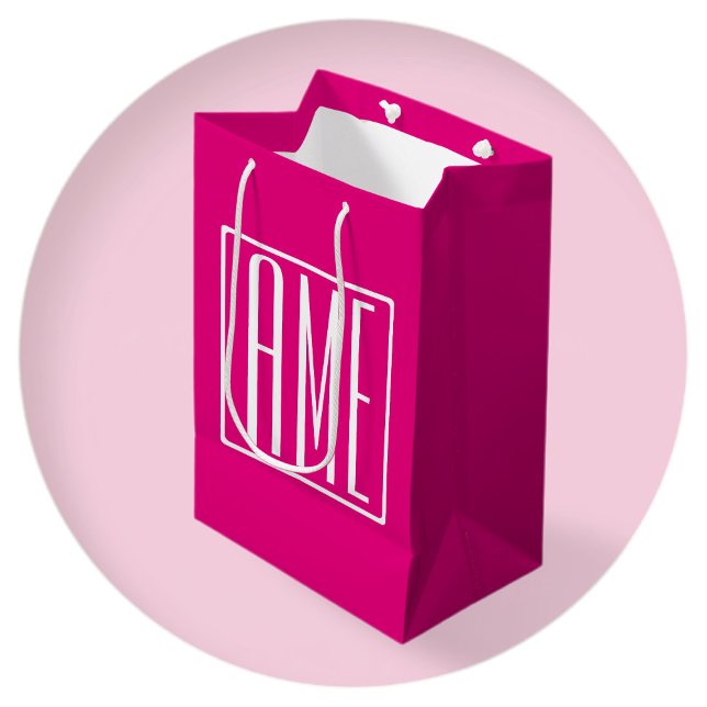 3 Initialer Monogram | Vit på Shock rosa (Skapare uppladdad)