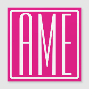 3 Initialer Monogram   Vit på Shock rosa