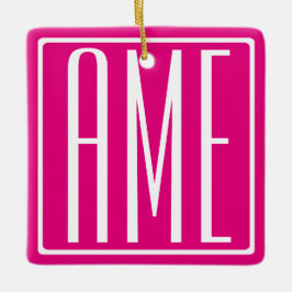 3 Initialer Monogram | Vit på Shock rosa Julgransprydnad Keramik