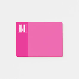 3 Initialer Monogram | Vit på Shock rosa Post-it Block
