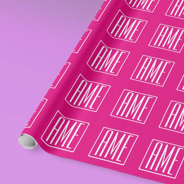 3 Initialer Monogram | Vit På Varma Rosa Presentpapper (Skapare uppladdad)
