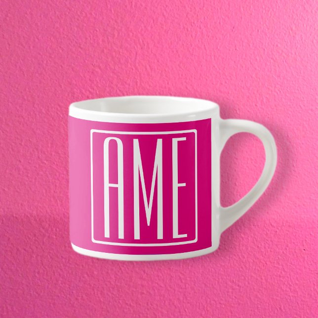 3 Initialer Monogram | Vit På Varmrosa Espressomugg (Skapare uppladdad)