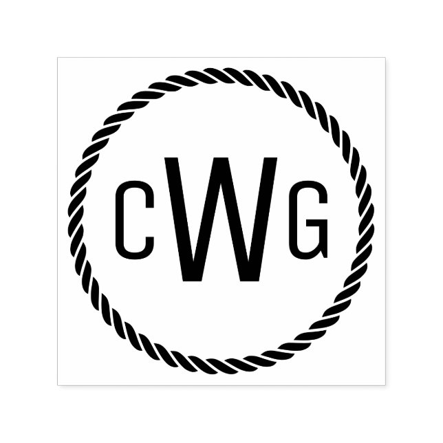 3 Inledande Brev Monogram #1 Rope Ram Självfärgande Stämpel (Design)