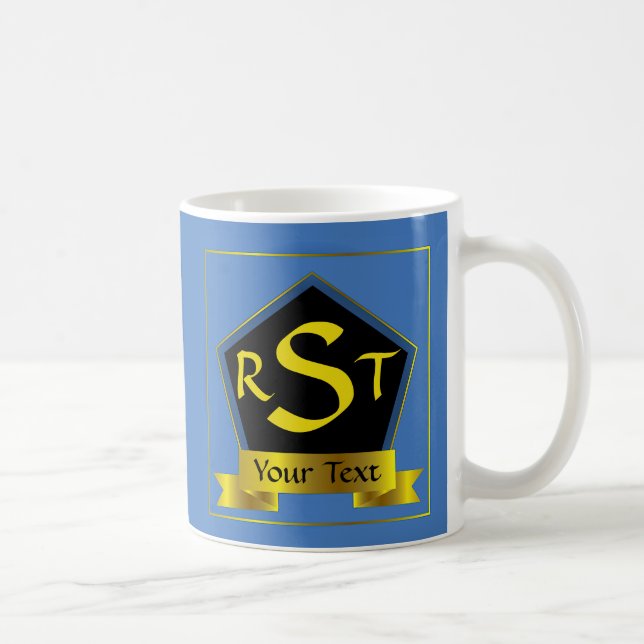 3 Inledande Brev Monogram Shield med Ribbon Kaffemugg (Höger)