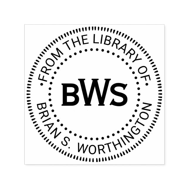 3 Inledande monogram Bibliotek Bok Namn #93 Självfärgande Stämpel (Design)
