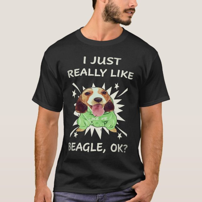 3 Jag gillar verkligen Beagle T Shirt (Framsida)