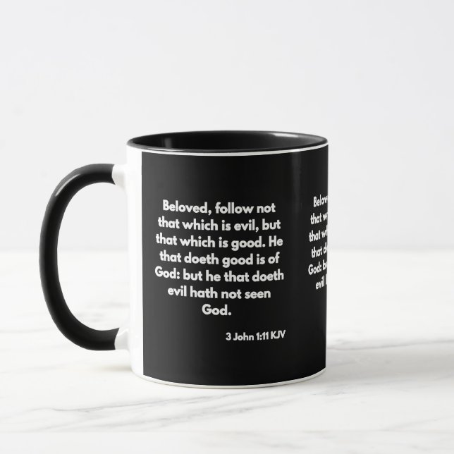 3 John 1:11 KJV Bible Scripture Two-Tone Mugg (Vänster)