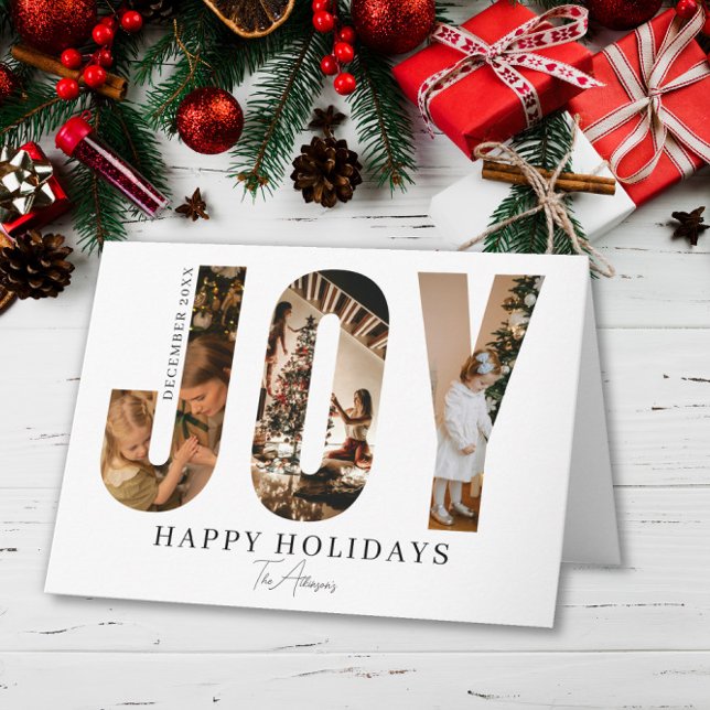 3 JOY Photo Holiday Card Custom Family Tack Kort (Skapare uppladdad)