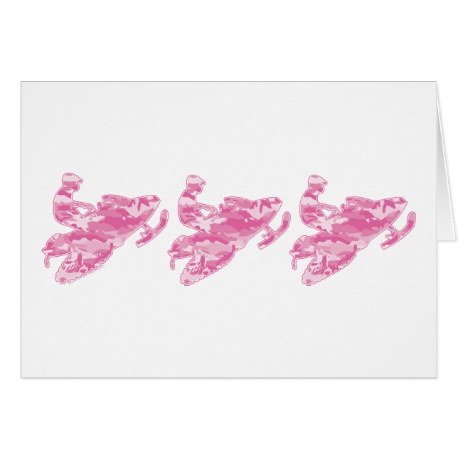 3-Kamouflage-Rosa-Sled Hälsningskort (Framsidan Horizontal)