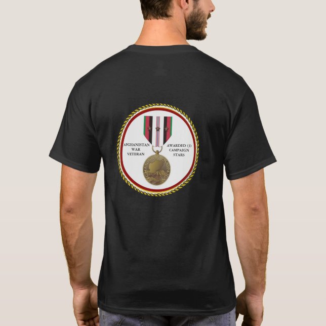 3 KAMPANJ STARS AFGHANISTAN KRIG VETERAN T-SHIRT (Baksida)