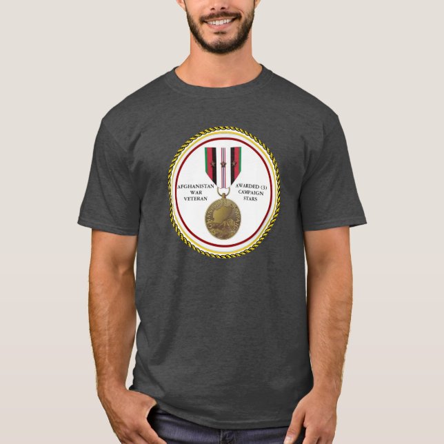3 KAMPANJ STARS AFGHANISTAN KRIG VETERAN TEE SHIRT (Framsida)