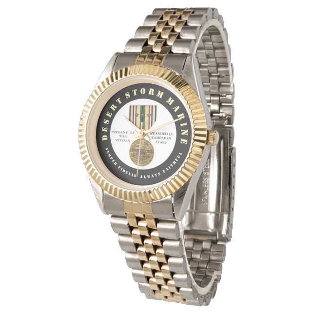3 KAMPANJ STARS Desert Storm Marine SEMPER Fi Armbandsur (Vinklad)