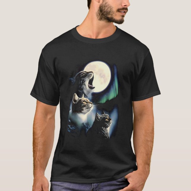 3 Katter Måne T Shirt (Framsida)