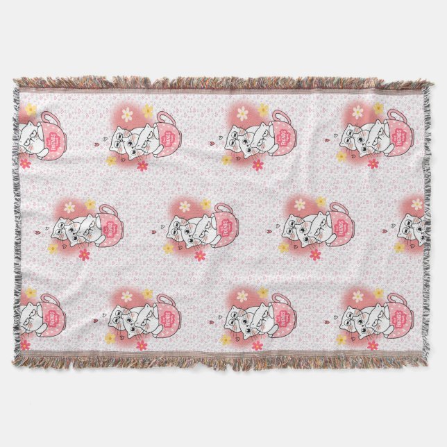 3 katter med blommor och mugg filt (Framsidan)