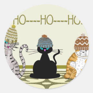 3 katter med hög jul runt klistermärke