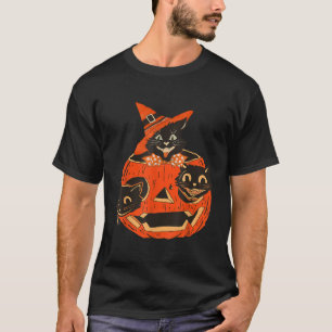 3 Katter Pumpkin Carved Jack o lantern Cat Hallowe T Shirt