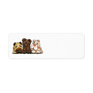3 kines Shar Pei Returadress Etikett