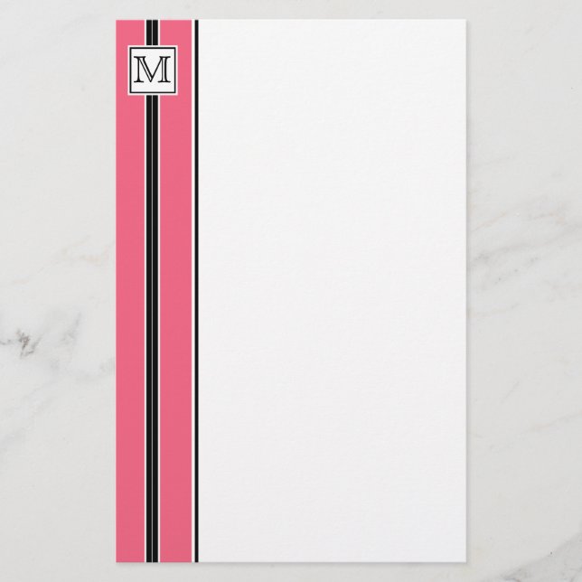 (3) Klassiskt monogram stripe-papper Brevpapper (Framsida)
