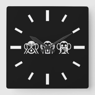 3 kloka apor Emoji Fyrkantig Klocka