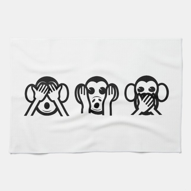 3 kloka apor Emoji Kökshandduk (Horisontell)