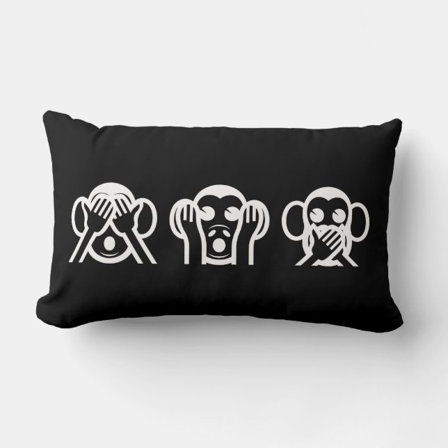 3 kloka apor Emoji Lumbarkudde (Framsida)