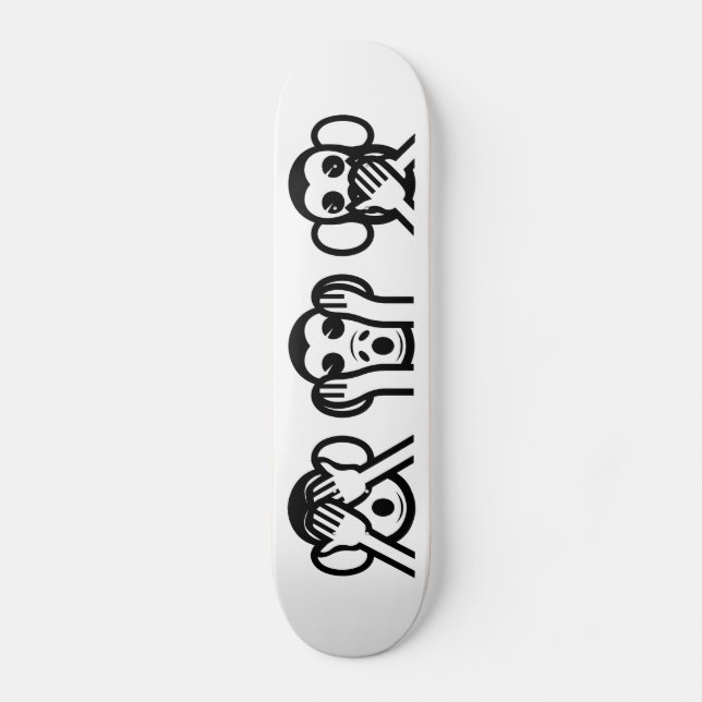 3 kloka apor Emoji Skateboard Bräda 21,5 Cm (Framsida)