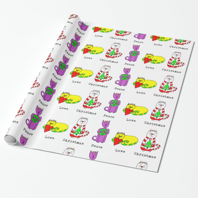 3 kloka katter - fred, kärlek, jul - helgdag presentpapper (Utrullad)