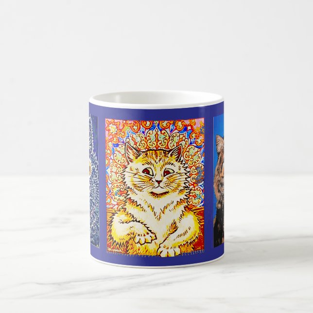 3 konstkatter av Louis Wain,  Kaffemugg (Center)