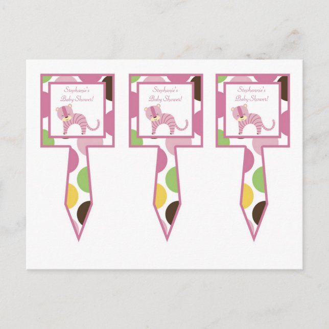 3 Kopp Cake Plocka Jungle Queen Tiger Safari Anima Inbjudan Vykort (Framsida)