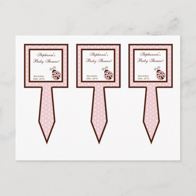 3 Kopp Cake Plocka Rosa Ladybug Inbjudan Vykort (Framsida)