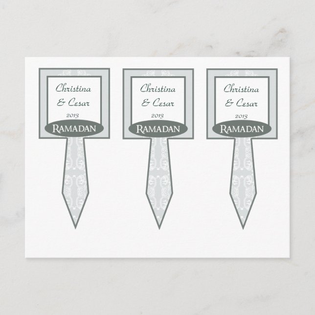 3 Kopp Cake Plocka Soft Blue Islamic Ramadan Bluis Vykort (Framsida)