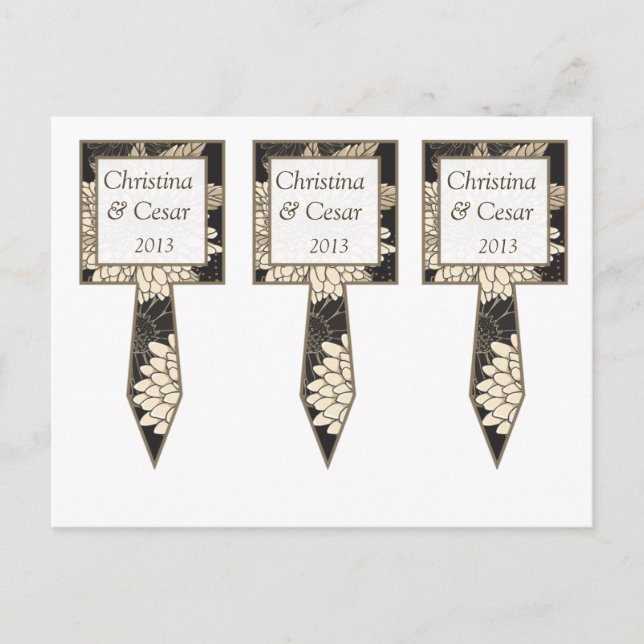 3 Kopp Cake Plockas Black Cream Daisys/Carnation L Vykort (Framsida)