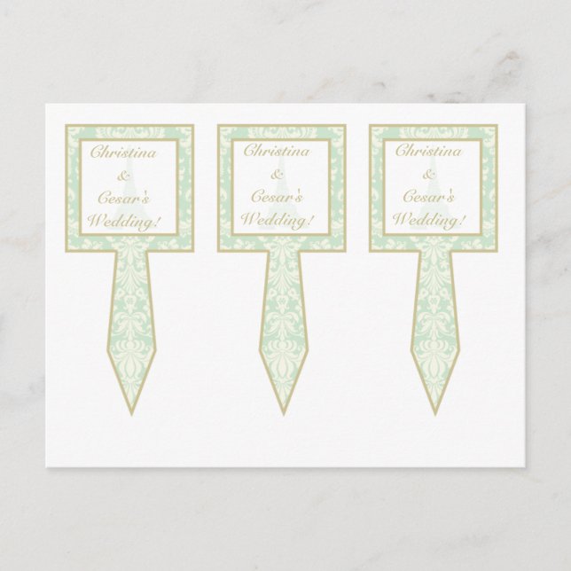 3 Kopp Cake Plockas Damask Paris Vykort (Framsida)