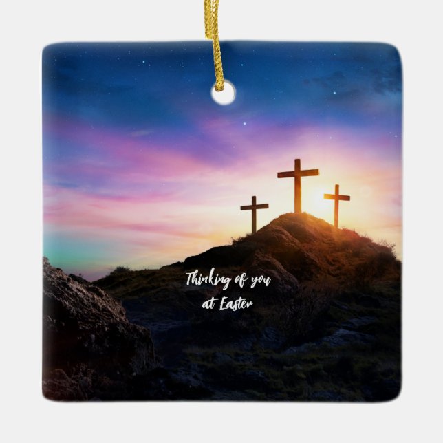 3 Kor tänker på dig i Påsk. Redigerbar Julgransprydnad Keramik (Framsida)