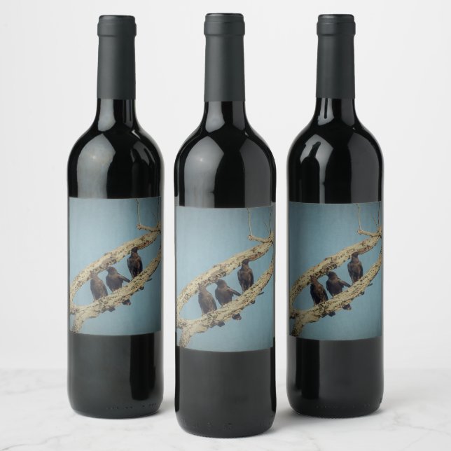 3 Kråkor Vin-etikett Vinflaska Etikett (Flaskor)