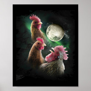 3 Kyckling Mån Varg Kycklingar ylande Vargar  Poster