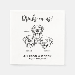 3 Labrador Retrievers Hundar Bröllop Cocktail Pappersservett