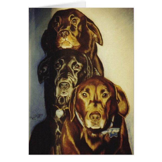 "3 Labradors ", Hälsningskort (Framsidan)
