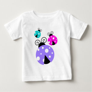 3 Ladybuggar i Lila Rosa och Blue T-shirt