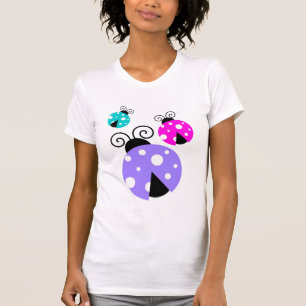 3 Ladybuggar i Lila Rosa och Blue T-shirt