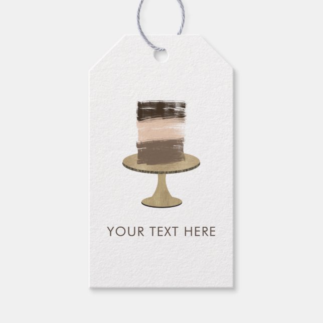 3 Lagens Tårta Moderna Eleganta Rustika Bröllopsdu Presentetikett (Framsidan)