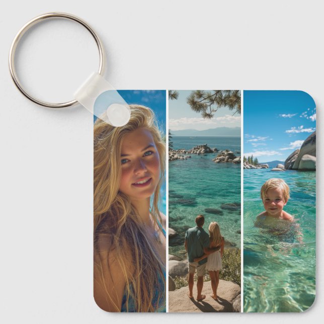 3 Långa Vertikala Randiga Boho Foto Nyckelring (Framsida)