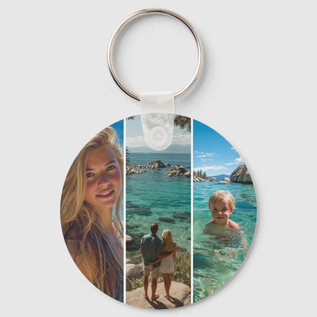3 Långa Vertikala Randiga Boho Foto Nyckelring (Framsida)
