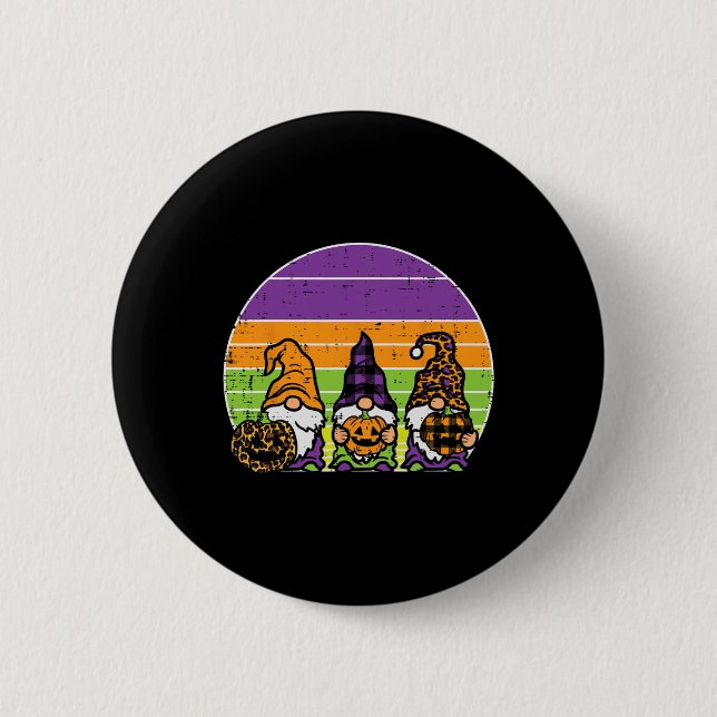 3 Leopard Play Gnomes Pumpkin Retro Halloween Cos Knapp (Framsida)