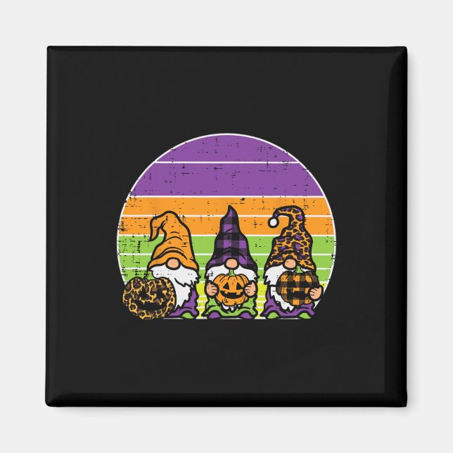 3 Leopard Play Gnomes Pumpkin Retro Halloween Cos Magnet (Framsidan)