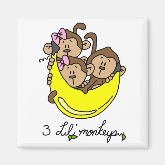 3 Li'l Monkey Tshirts och Gifts Magnet (Framsidan)